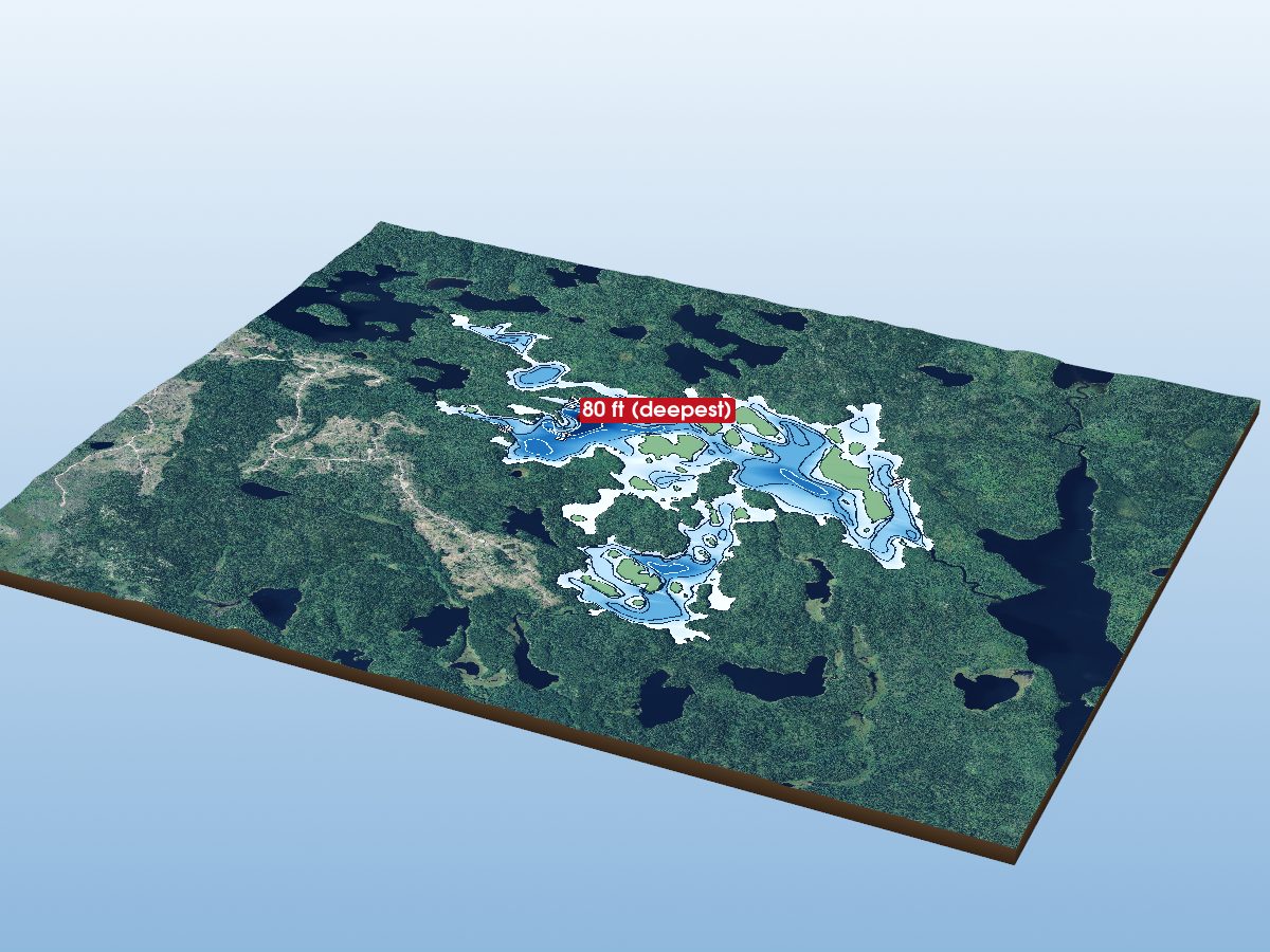 Depth map of Washagomis Lake