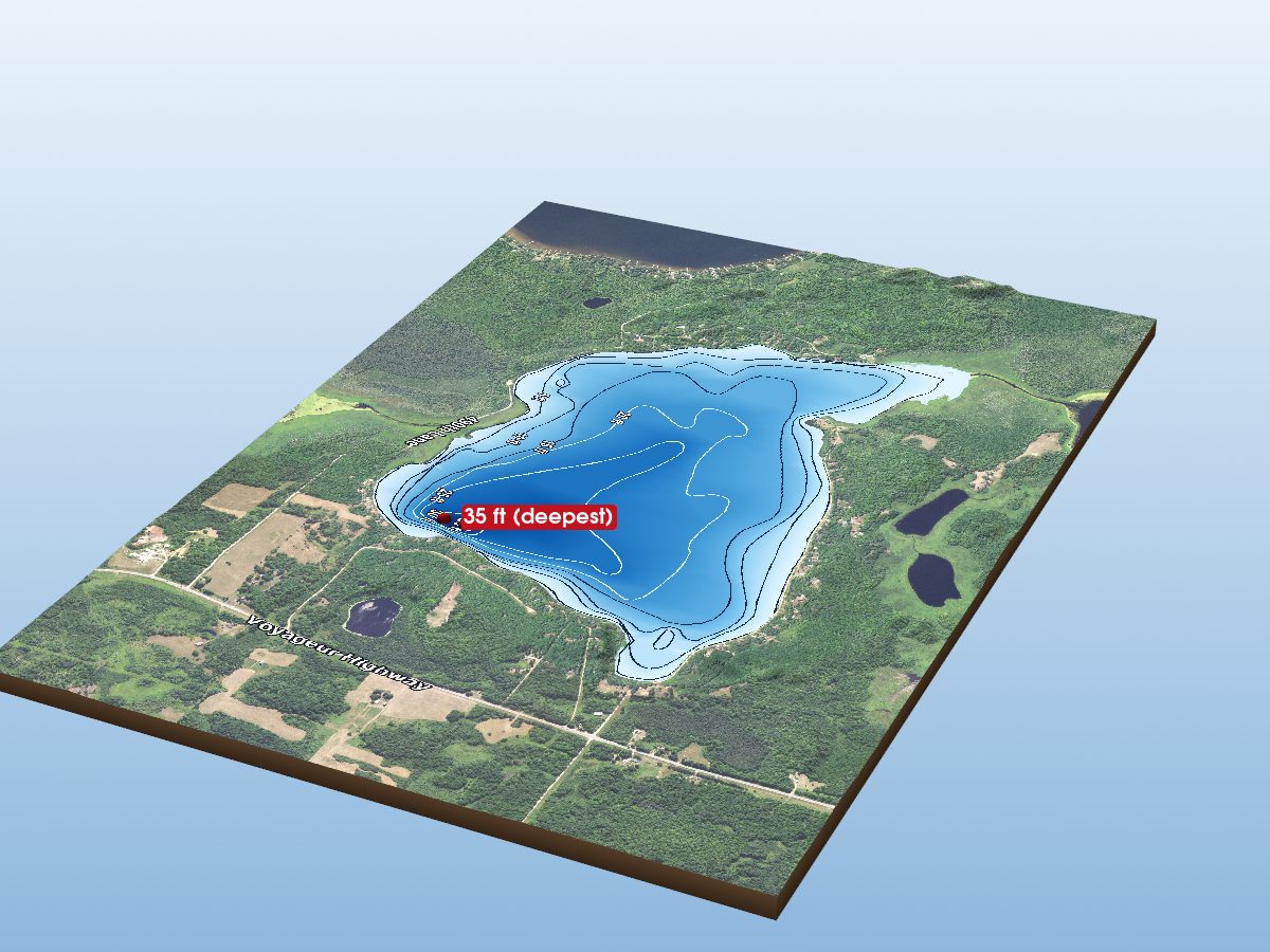 Depth map of Waukenabo Lake
