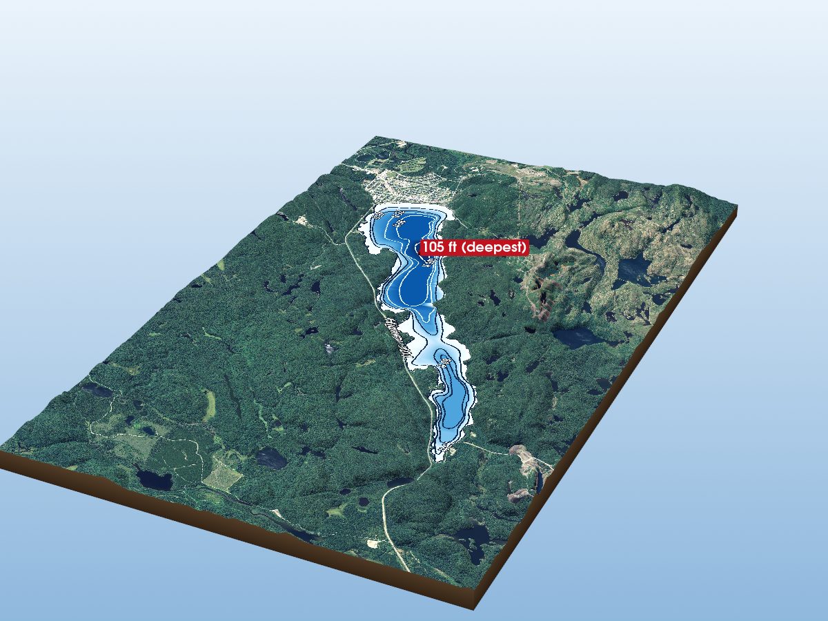 Depth map of Wawa Lake (lac Wawa)