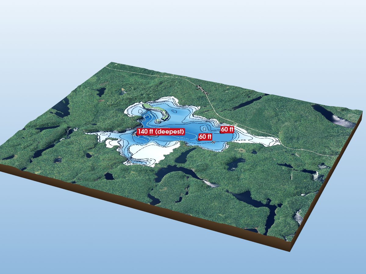 Depth map of Waweig Lake