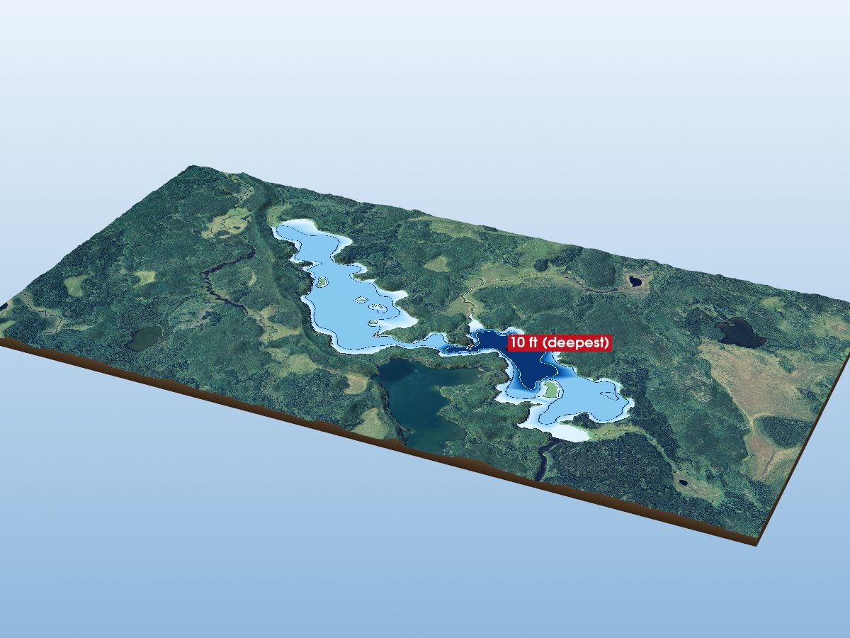 Depth map of Weagamow Lake
