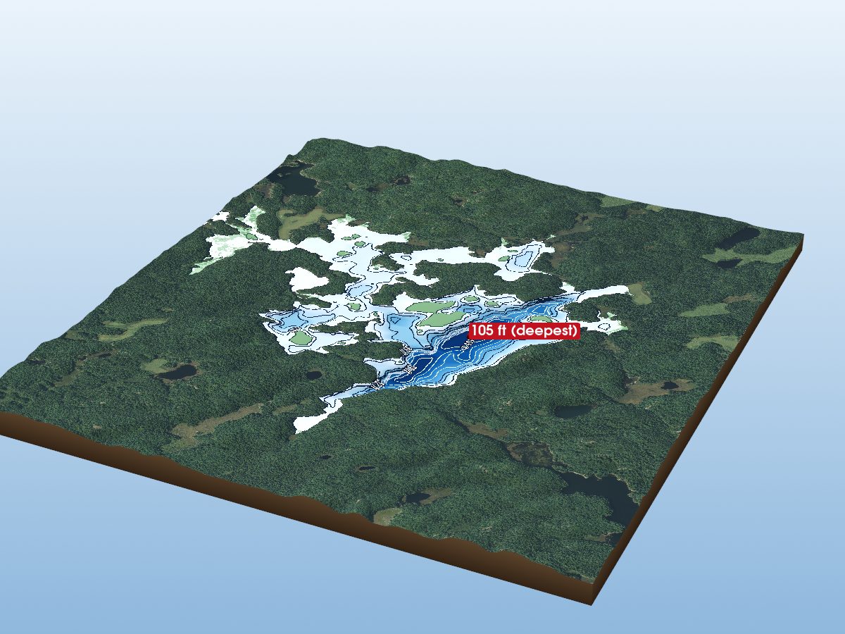 Depth map of Weequed Lake