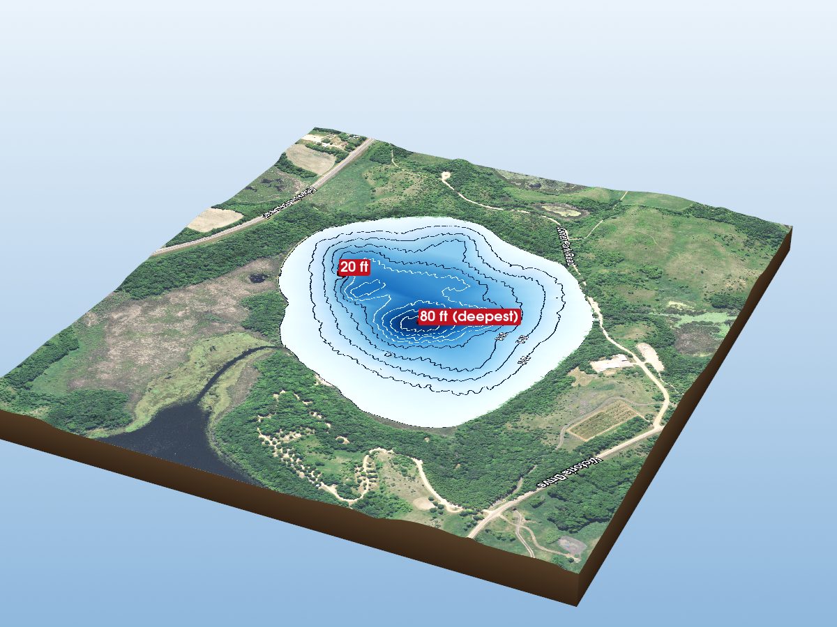 Depth map of West Auburn Lake