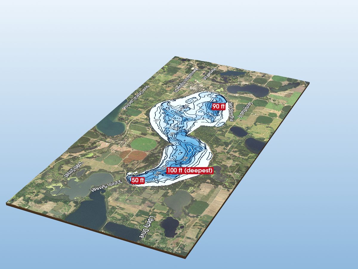 Depth map of West Battle Lake