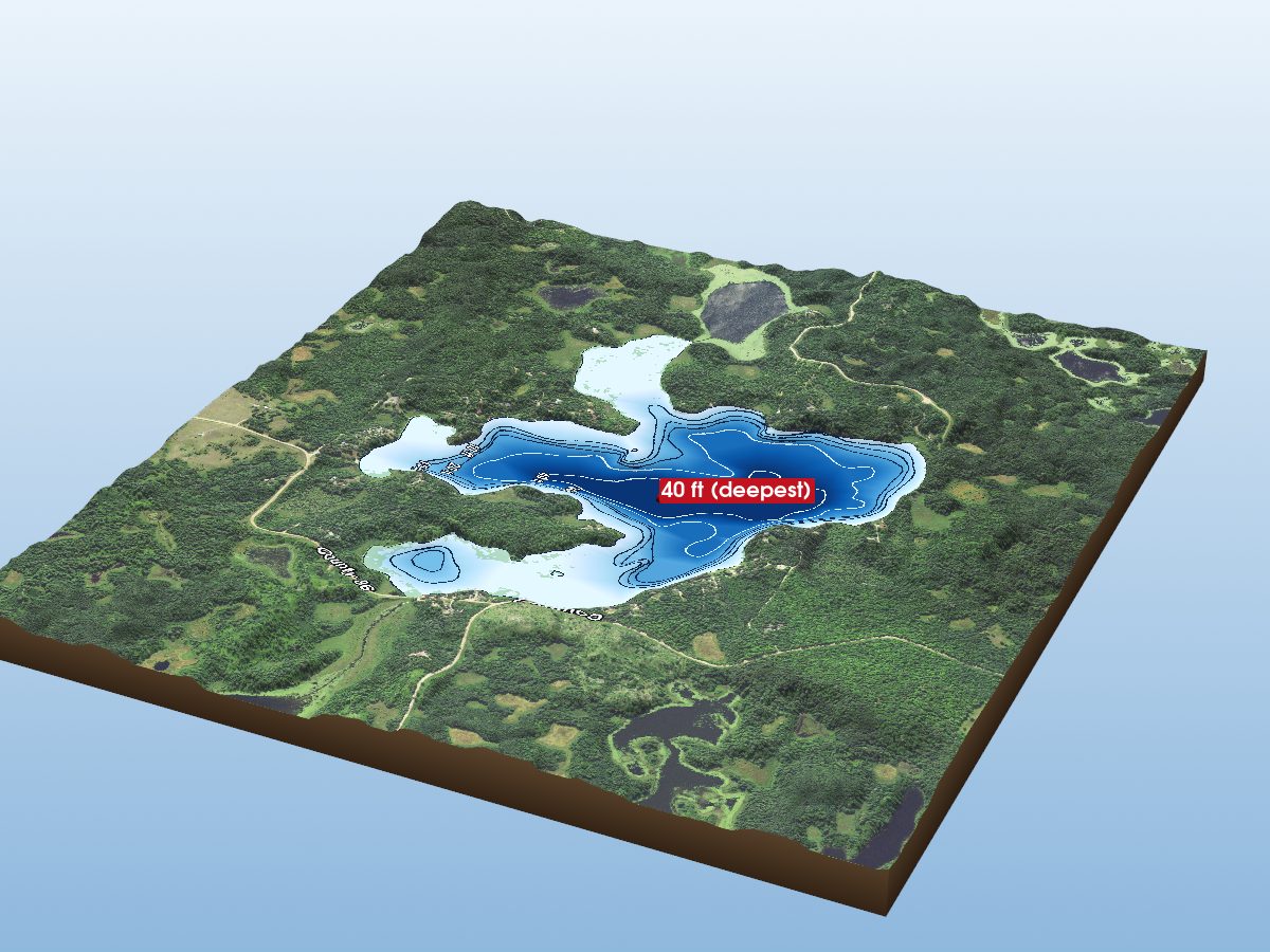 Depth map of West Crooked Lake