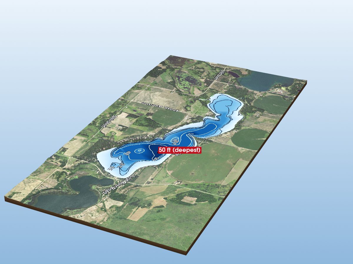 Depth map of West Leaf Lake