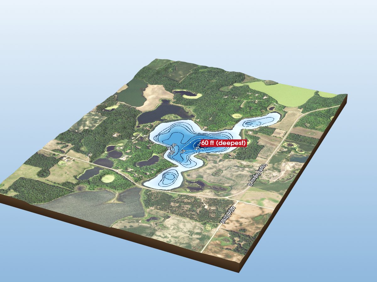 Depth map of West Olaf Lake