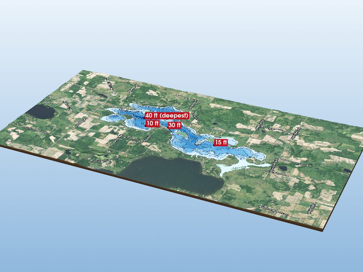 Depth map of West Rush Lake