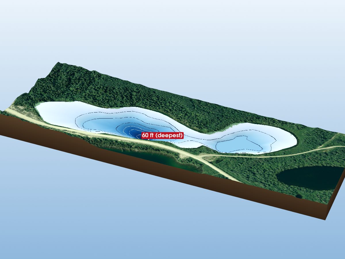 Depth map of West Trump Lake