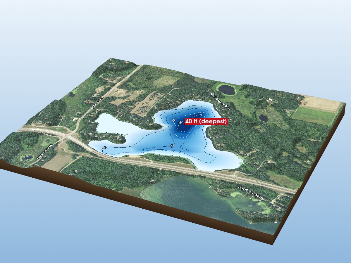 Depth map of West Twin Lake