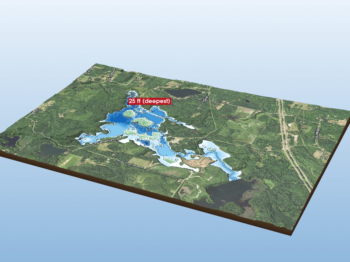 Depth map of West Two Rivers Reservoir