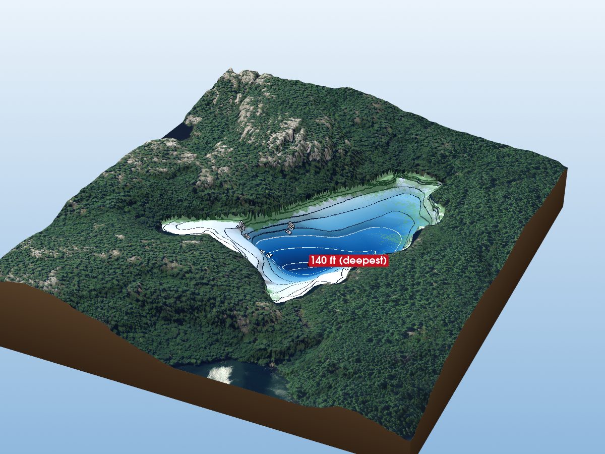 Depth map of Whiskeyjack Lake