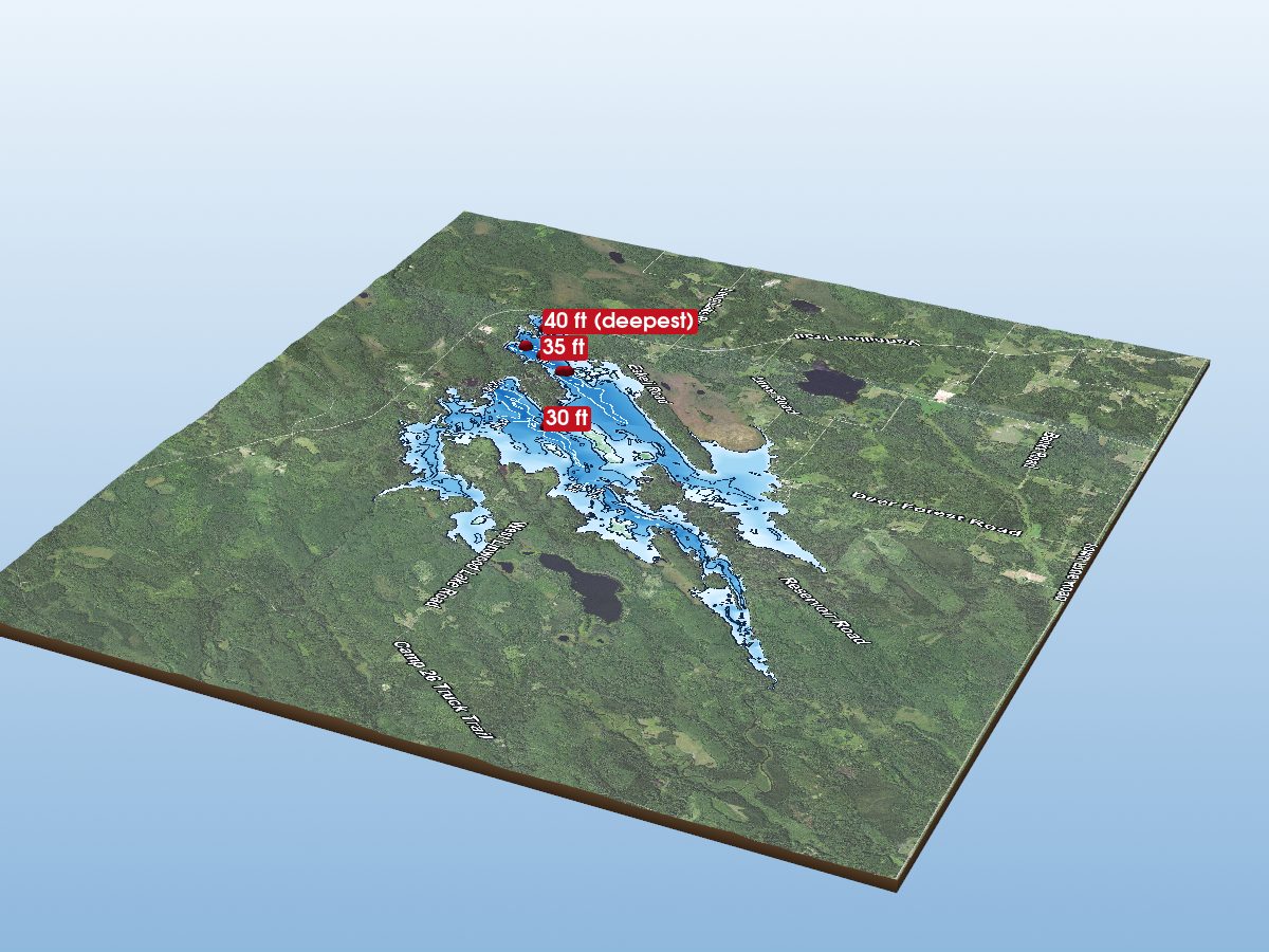 Depth map of Whiteface Reservoir