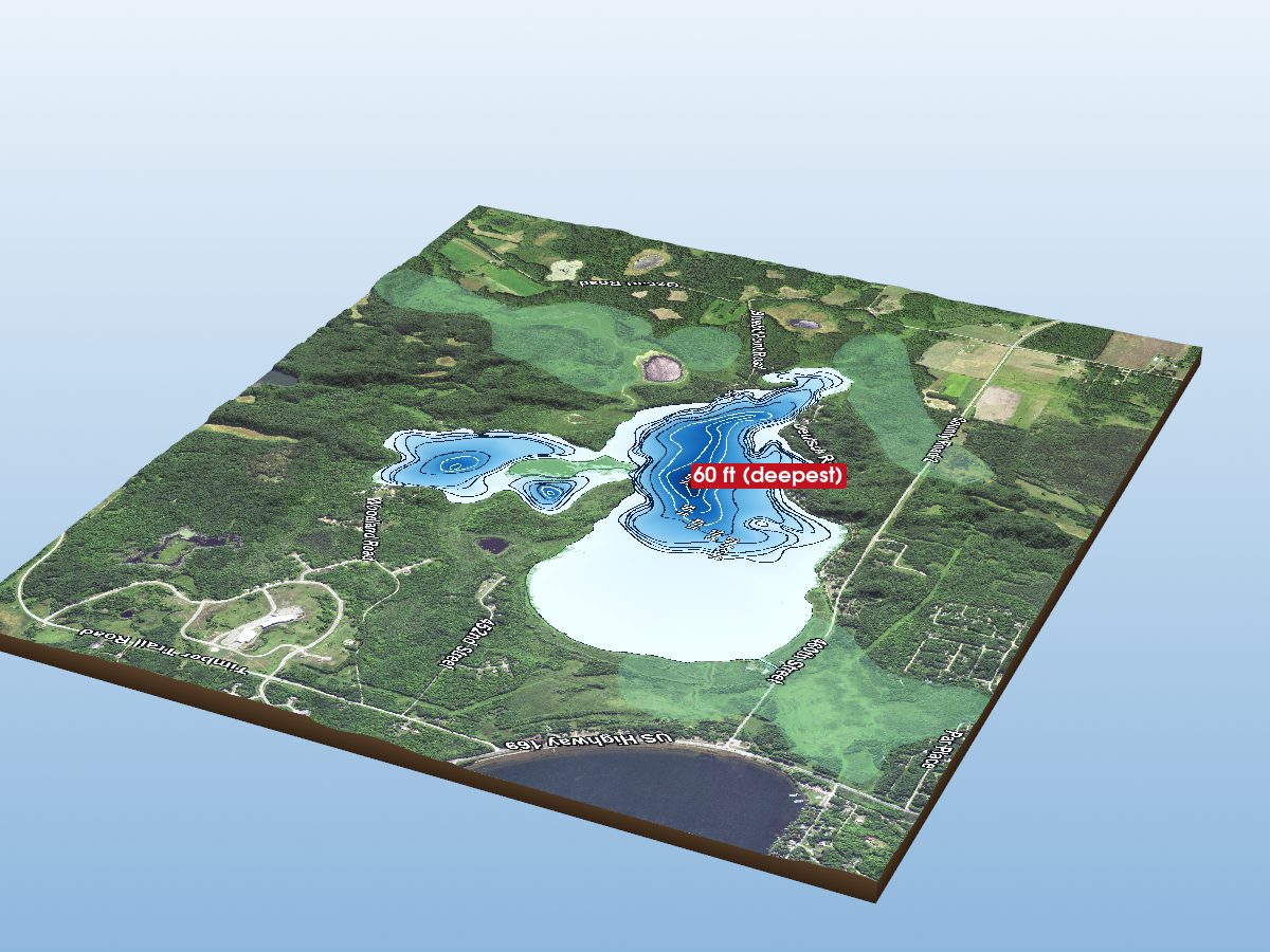 Depth map of Whitefish Lake