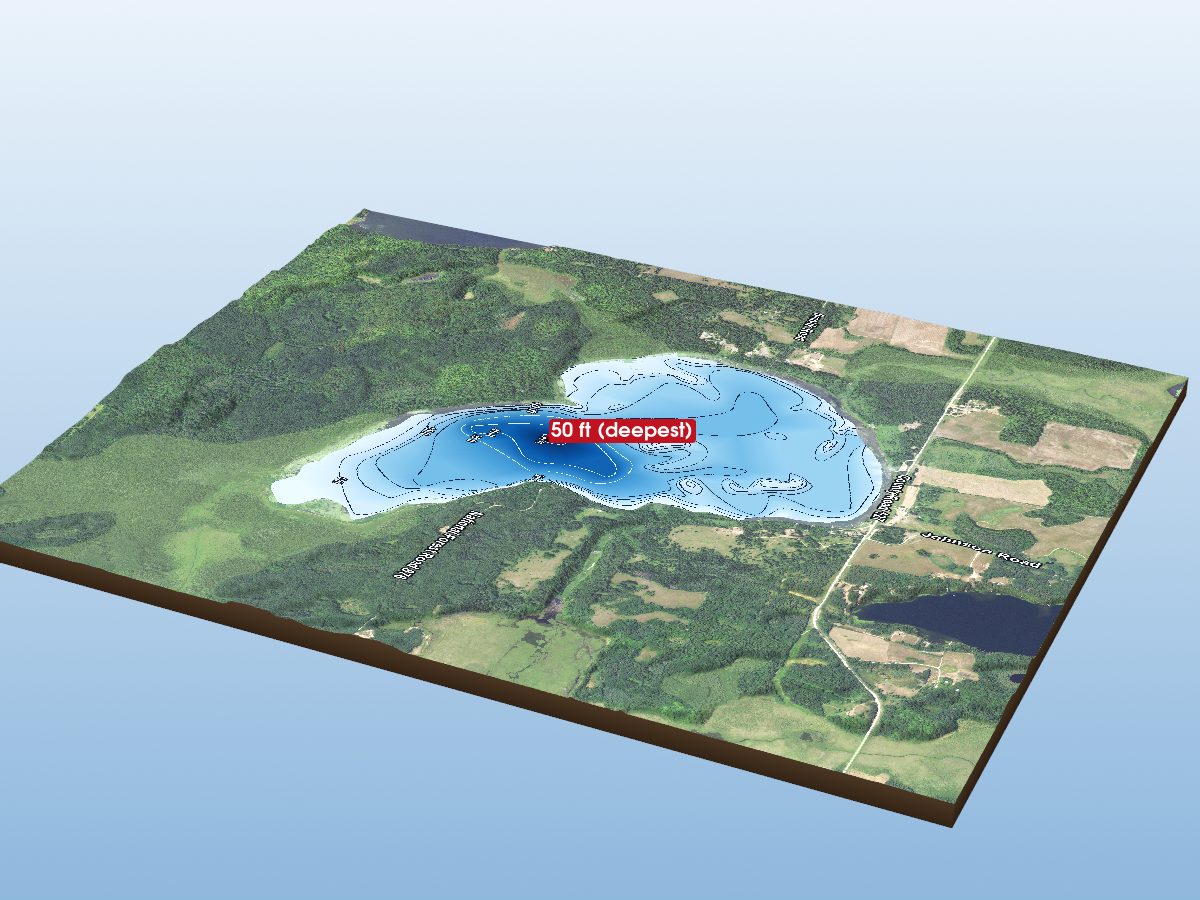 Depth map of Whitefish Lake