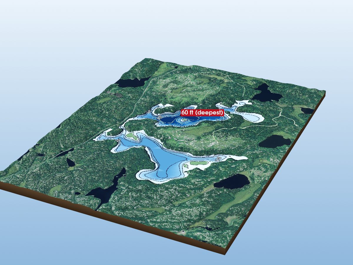 Depth map of Whitefish Lake