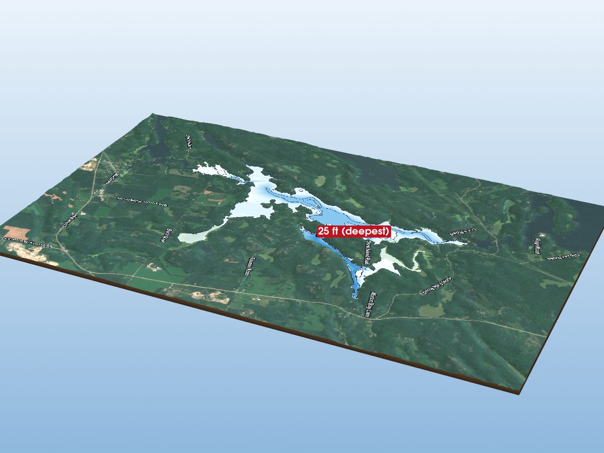 Depth map of Whitefish Lake