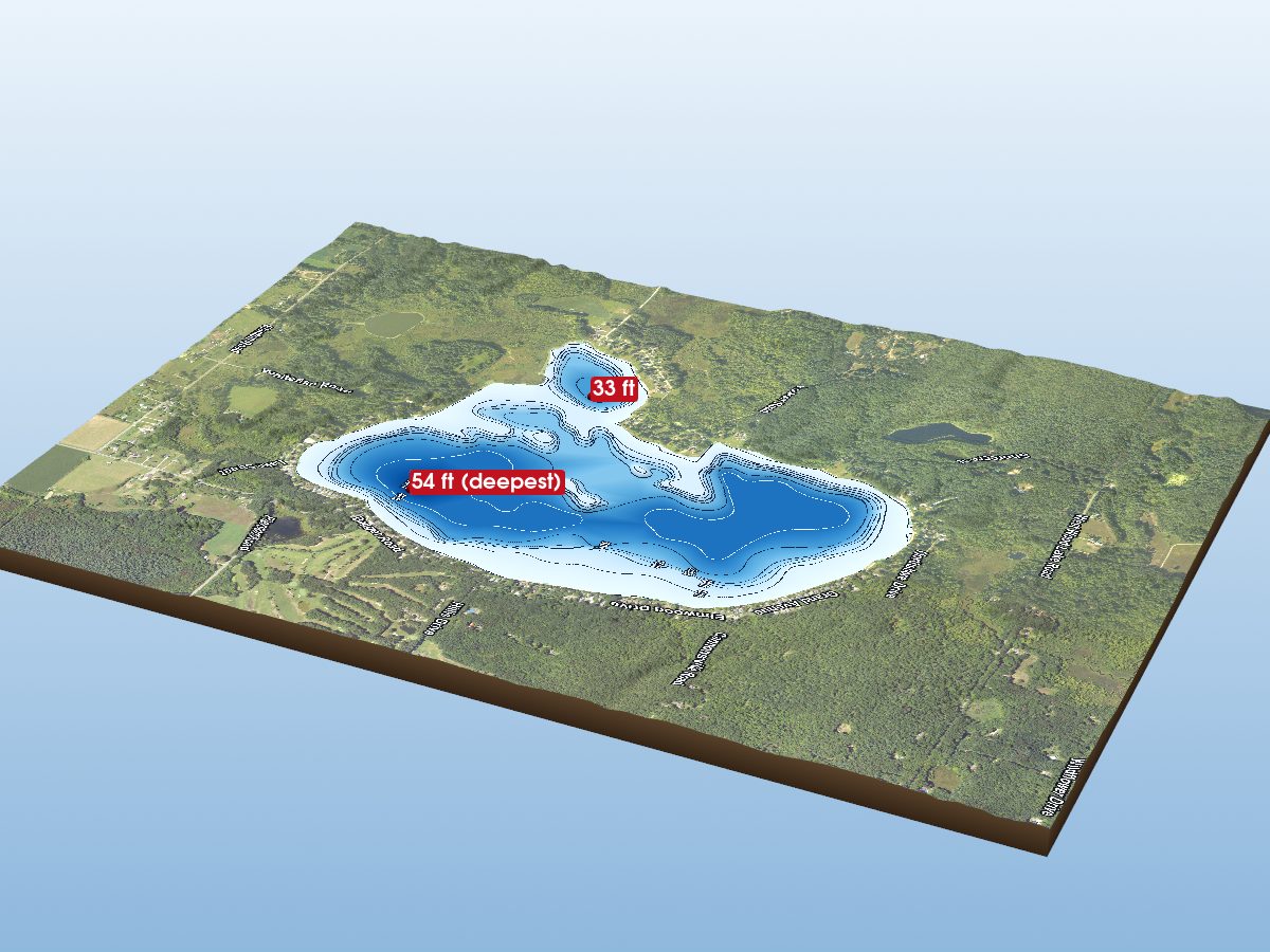 Depth map of Whitefish Lake