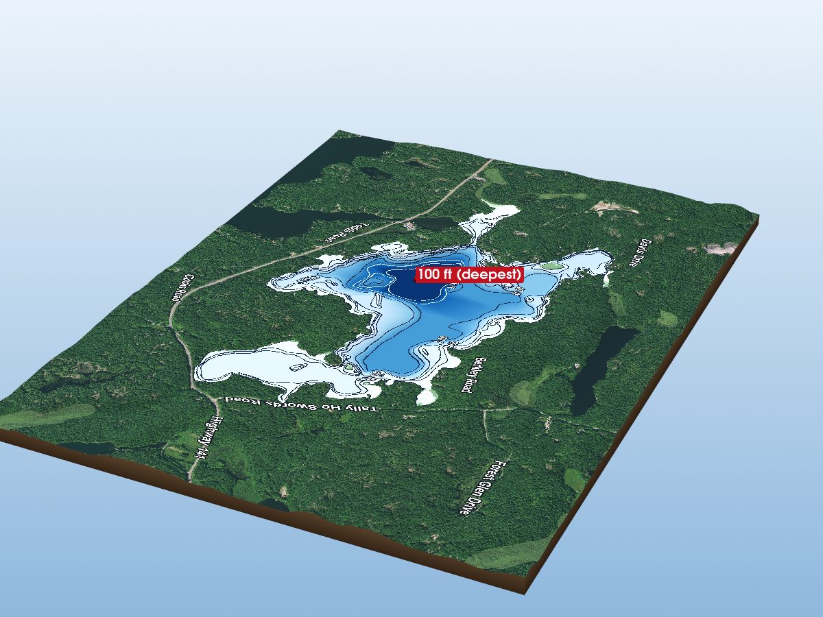 Depth map of Whitefish Lake