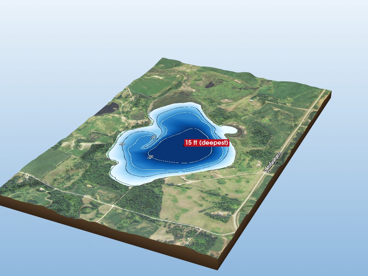 Depth map of Whitefish Lake