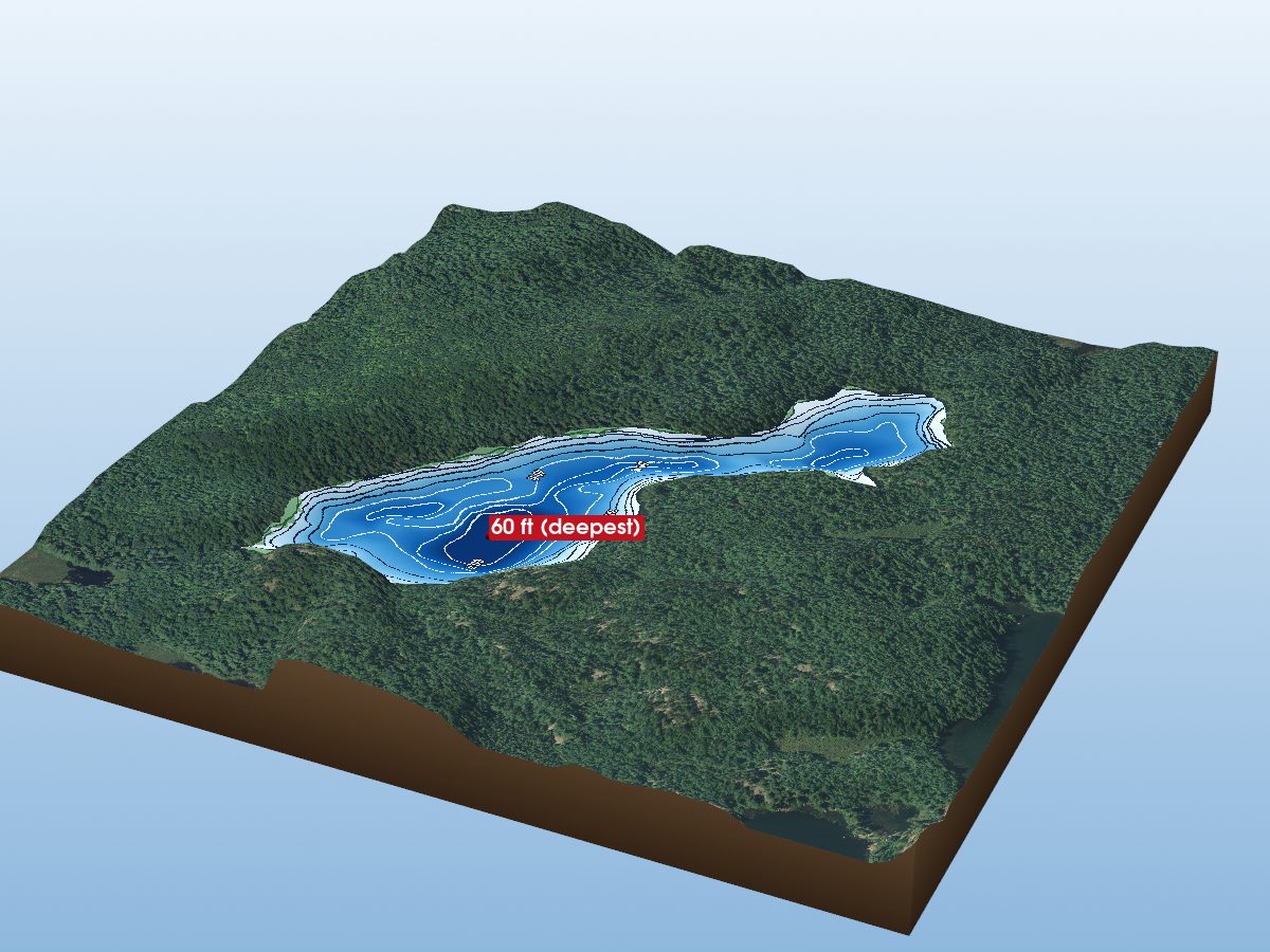 Depth map of Whitefish Lake