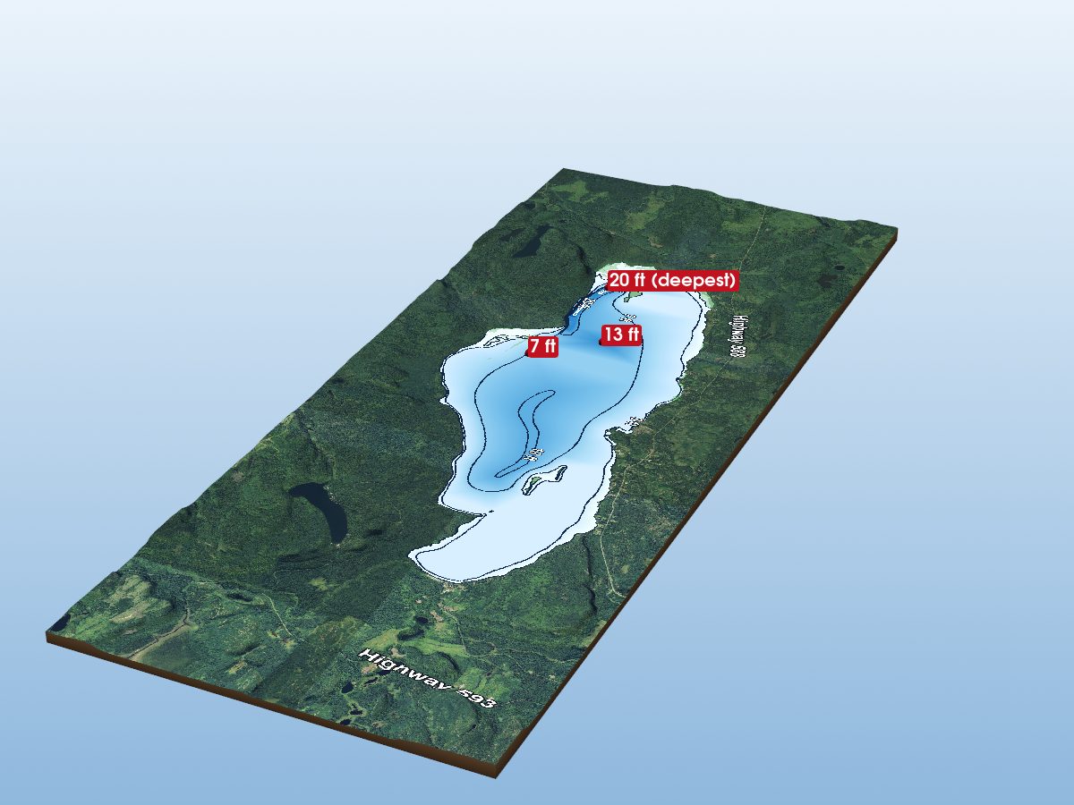 Depth map of Whitefish Lake