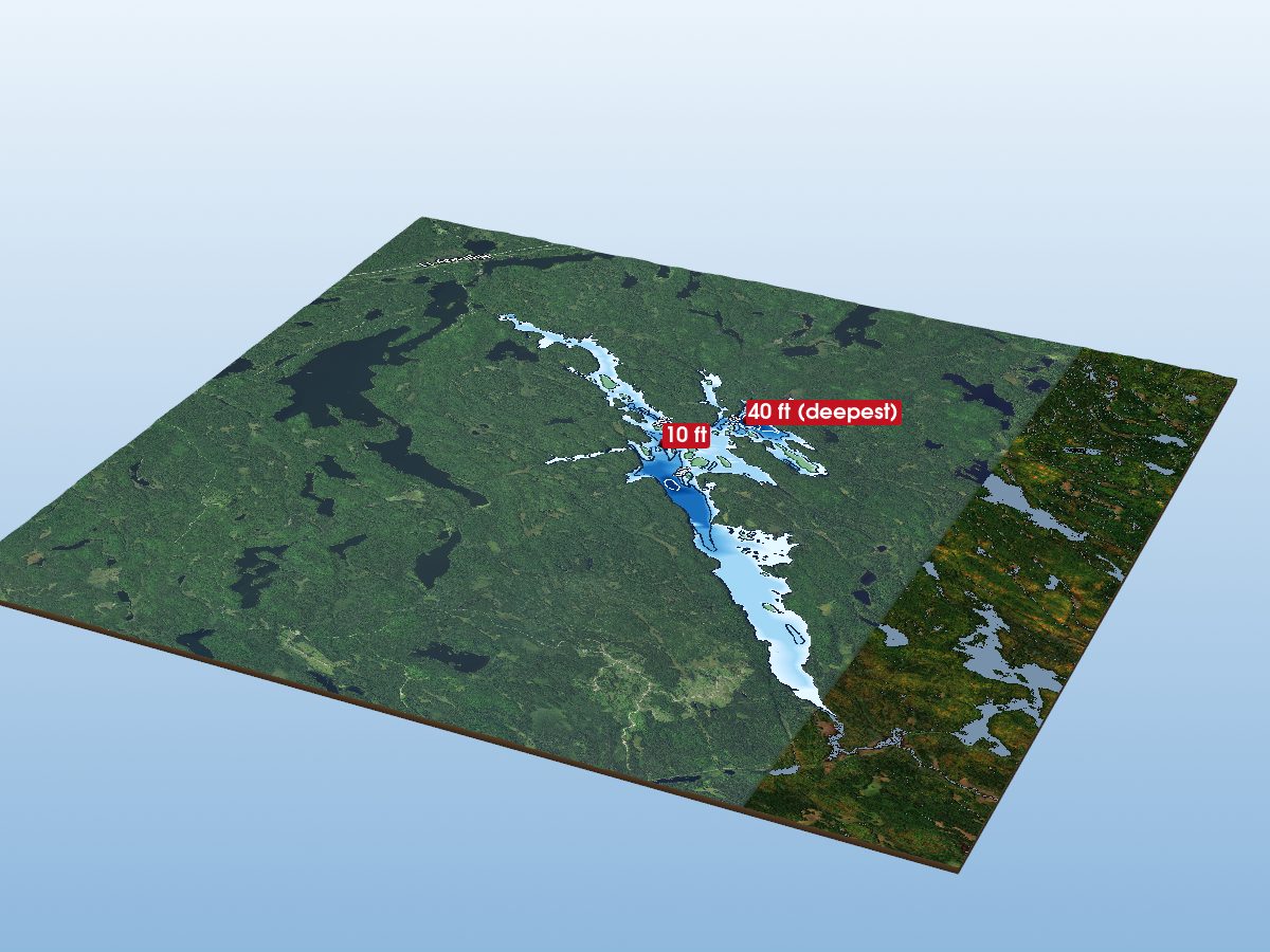 Depth map of Wicksteed Lake