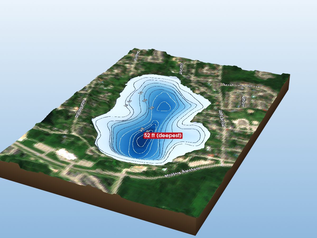 3D depth map of Wilcox Lake
