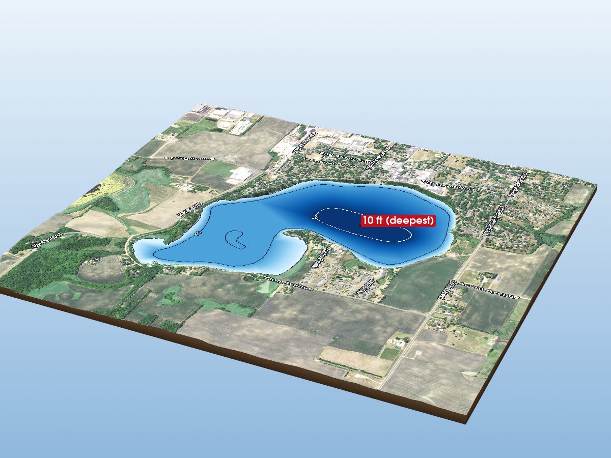 Depth map of Winsted Lake