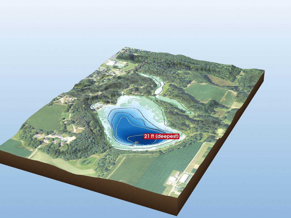 Depth map of Wintergreen Lake