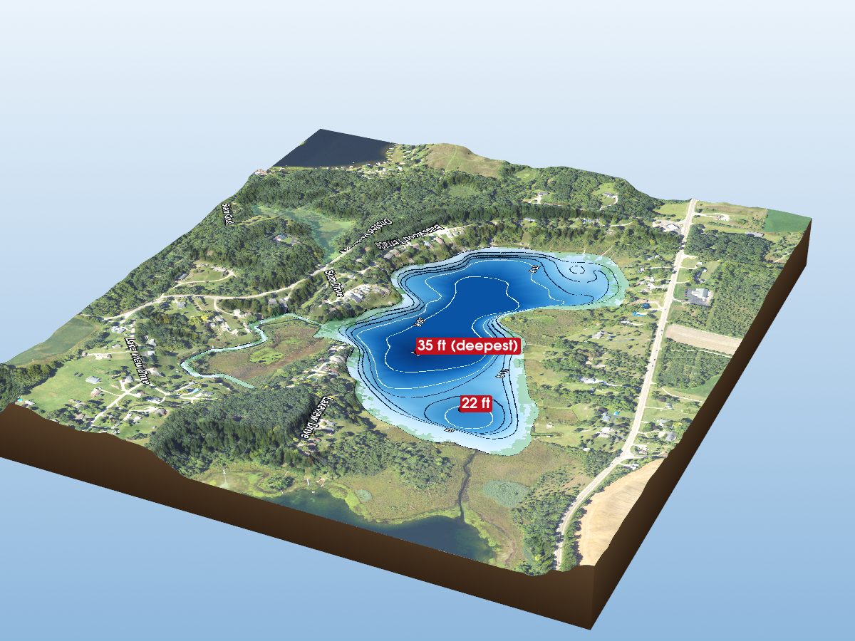 Depth map of Wolf Lake