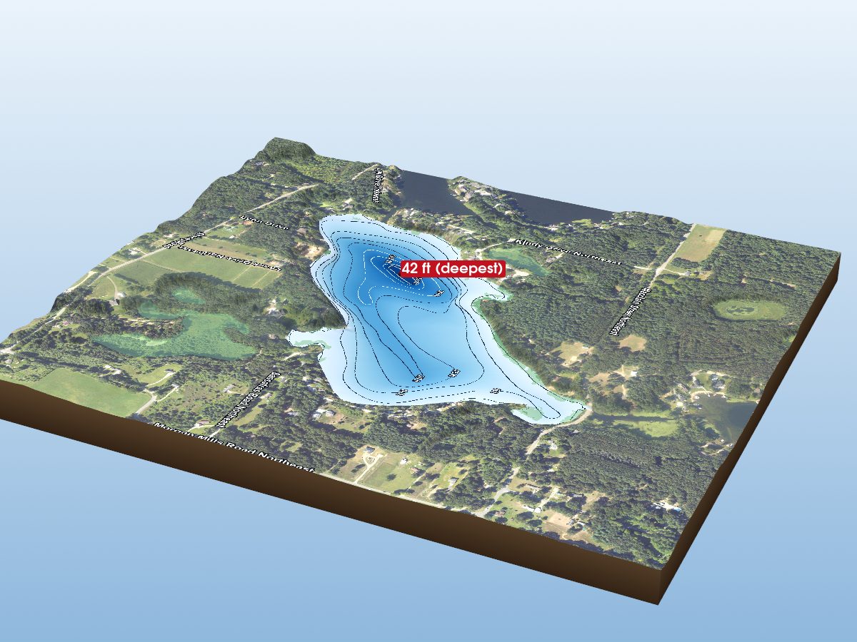 Depth map of Woodbeck Lake