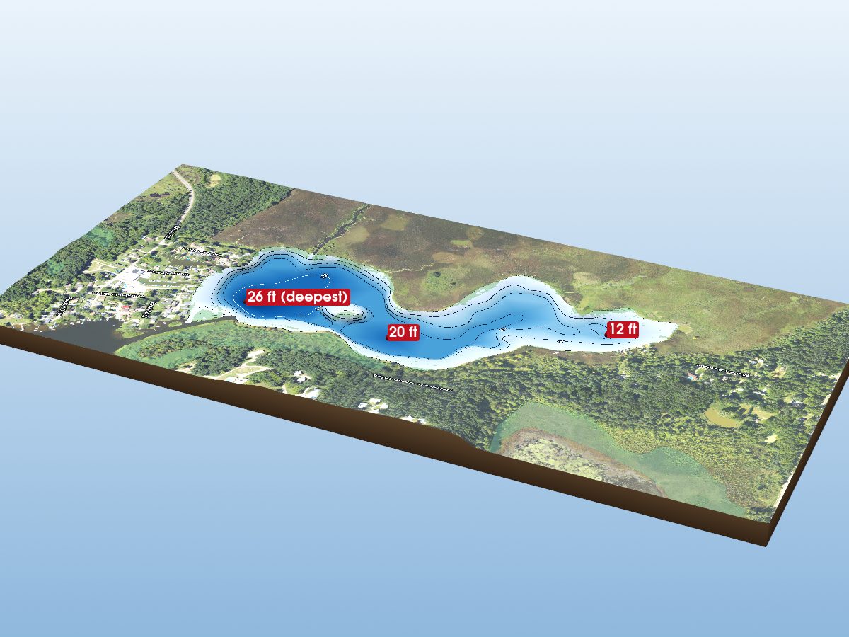 Depth map of Woodburn Lake