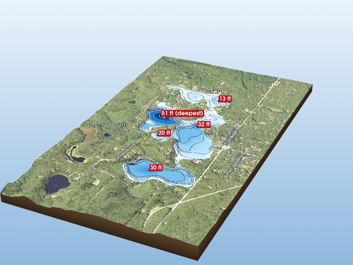 Depth map of Woodland Lake