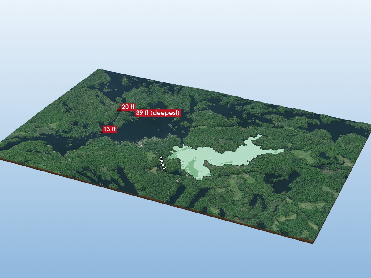 Depth map of Woods Bay